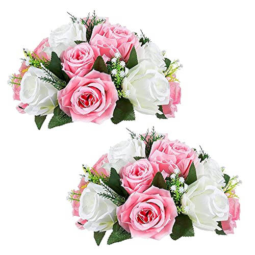 Sziqiqi 2-er Set Rosenbälle, Simulation Rosen, Blumenkugeln mit Sockel, Hochzeit Party Blumenständer Rosen, 2 Stück von Sziqiqi