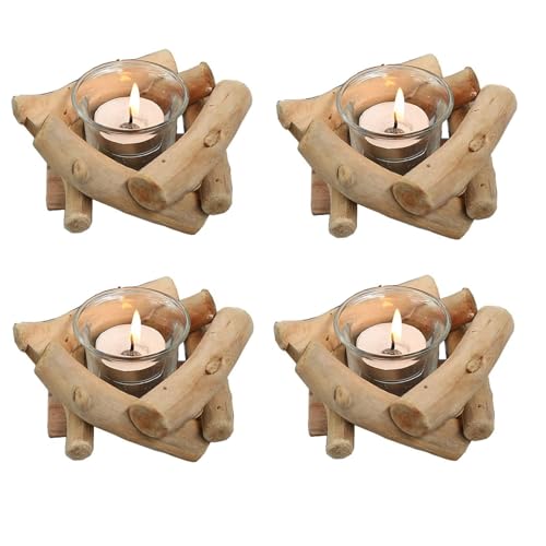 Sziqiqi 4 Stück Rustikale Kerzenständer Teelichthalter Holz, Kerzenhalter Vintage mit Glas Tasse Windlicht Treibholz Deko Kerzenleuchter für Wohnzimmer Hochzeit Esstisch Tischdeko Sziqiqi 4 Stück Rustikale Kerzenständer Teelichthalter Holz, Kerzenhalter Vintage mit Glas Tasse Windlicht Treibholz Deko Kerzenleuchter für Wohnzimmer Hochzeit Esstisch Tischdeko von Sziqiqi
