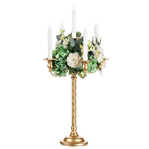 Sziqiqi 53cm Gold Kerzenständer Kerzenhalter für Stabkerzen - Vintage Metall Kerzenständer Kerzenleuchter Kerzen Ständer für Hochzeit Tischdeko Wohnzimmer Esstisch Couchtisch Beistelltisch Weihnachten von Sziqiqi