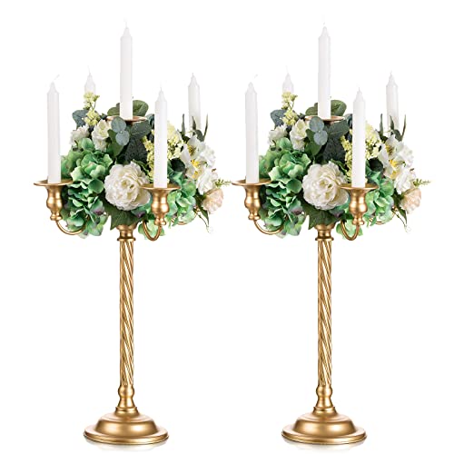 Sziqiqi 53cm Vintage Kerzenständer Kerzenhalter für Stabkerzen - Gold Metall Kerzenständer Kerzenleuchter Kerzen Ständer für Weihnachten Tischdeko Wohnzimmer Esstisch Hochzeit Couchtisch Beistelltisch von Sziqiqi