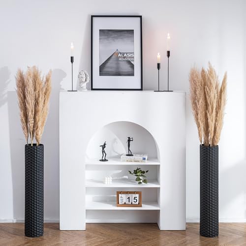 Sziqiqi Bodenvase Groß Schwarz Modern: 70 cm Hohe Große Bodenvasen für Wohnzimmer - Metall Bodenvase XXL Set von 2 - Dekorative Vase Groß für Boden für Schlafzimmer Küche Kamin Ecke von Sziqiqi