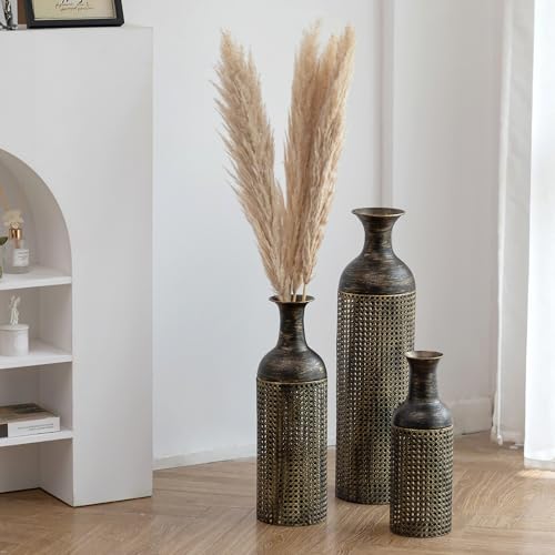 Sziqiqi Bodenvase Groß Schwarz für Wohnzimmer : Extra Große Bodenvasen 68/51/41cm - Metall Dekorative Bodenvase für Pampasgras - Moderne Bodenvase Groß für Schlafzimmer Büro Ecke Sziqiqi Bodenvase Groß Schwarz für Wohnzimmer : Extra Große Bodenvasen 68/51/41cm - Metall Dekorative Bodenvase für Pampasgras - Moderne Bodenvase Groß für Schlafzimmer Büro Ecke von Sziqiqi