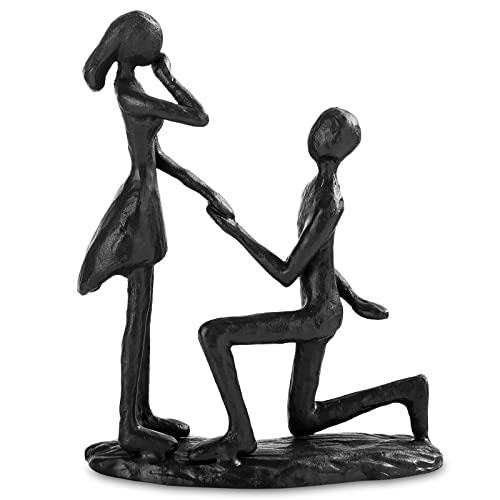 Sziqiqi Eisen Vorschlagen Heiratsfiguren für Tisch - Vintage Metallpaar Statue Schwarz Süße Romantische Skulpturen Orament 6 Jahre Jubiläum Geschenk für Ihre Frauen Freundin Braut Paare Liebhaber von Sziqiqi