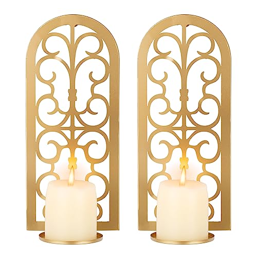 Sziqiqi Gold Kerzenhalter für Wand - Wandkerzenhalter Metall Wanddeko Wandhalter Kerzen Wandhalterung Vintage Wand Kerzenleuchter Kerzenwandhalter für Wohnzimmer Schlafzimmer Kamin Badezimmer von Sziqiqi