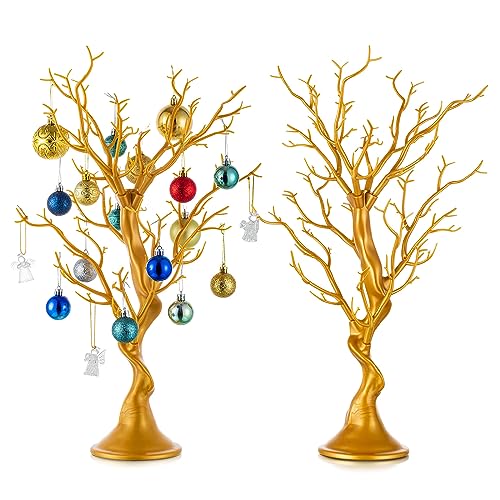 Sziqiqi Gold Künstlicher Baum - Geschmückte Bäume für Dekoration Hochzeit Set of 2 Esstisch Abziehbarer Wunschbaum für Weihnachten Dekoration Baum für Hochzeit Empfangstisch Gefälschter Baum von Sziqiqi