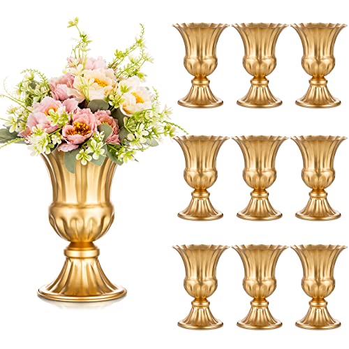 Sziqiqi Golden Metall Vase für Hochzeit - 10 Stück Klein Blumenvase Deko Hochzeit Mittelstücke, Vintage Trompetenvase Urne Pflanzer für Wohnzimmer Küche Büro Küche und Tisch, 23cm von Sziqiqi