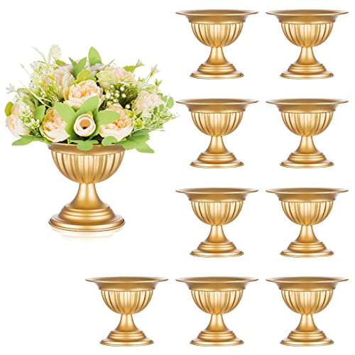 Sziqiqi Goldfarbene Metallvasen für Blumen für Hochzeitsdekorationen für Den Empfangstisch – 10 Stück Vintage Urne Mini-Blumenarrangements Vase Blumentopf für Hochzeitsfeier Mittelstücke Dekoration von Sziqiqi