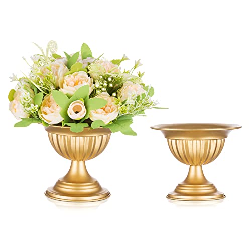 Sziqiqi Goldfarbene Metallvasen für Blumen für Hochzeitsdekorationen für Den Empfangstisch – 2 Stück Vintage Urnen Mini-Blumenarrangements Vase Blumentopf für Hochzeitsfeier Mittelstücke Dekoration von Sziqiqi