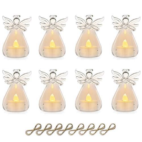 Sziqiqi Hängende Engelchen Kerzenhalter, romantische Dekoration Kerzenlicht Hochzeit Restaurant, LED Glas Kerzenhalter, Garten/Weihnachten Kerzenlicht Dekoration, 6Pcs + 2Pcs von Sziqiqi