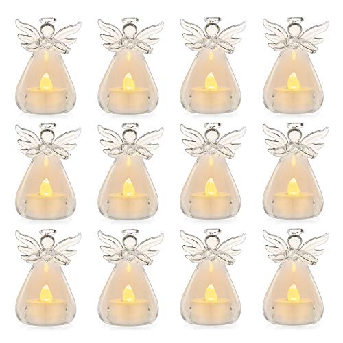 Sziqiqi Hängende Engelchen Kerzenhalter, romantische Dekoration Kerzenlicht Hochzeit Restaurant, LED Glas Kerzenhalter, Garten/Weihnachten Kerzenlicht Dekoration, 9Pcs + 3Pcs von Sziqiqi