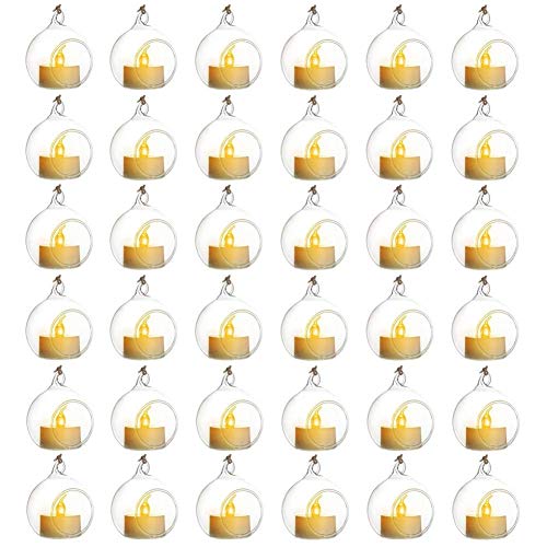 Sziqiqi Hängende Glas Kerzenhalter, Glasanhänger mit LED-Kerze, Kerzenhalter für Hochzeits Party Tisch, Weihnachts Valentinstagdekorationen, Transparent von Sziqiqi