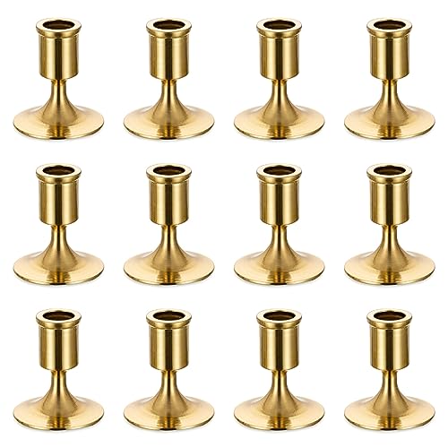 Sziqiqi Kerzenhalter Gold Kerzenständer Metall für Hochzeitstisch Mittelstücke, Kerzenständer Kerzenhalter Stabkerze für Esszimmer Kaffee Tischdekoration, 12 Stück, Stil 1 von Sziqiqi