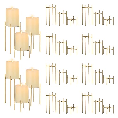 Sziqiqi Kerzenhalter Kerzenständer Gold, 30 Stück Eisen Deko Kerzenleuchter für Stumpenkerzen Minimalistisch Dekorative Kerzen Ständer Bulk Tischplatte Mittelstücke für Hochzeit Weihnachten Party von Sziqiqi