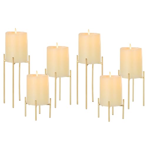 Sziqiqi Kerzenhalter Kerzenständer Gold, 6 Stück Eisen Deko Kerzenleuchter für Stumpenkerzen Minimalistisch Dekorative Kerzen Ständer Bulk Tischplatte Mittelstücke für Hochzeit Weihnachten Party Event von Sziqiqi