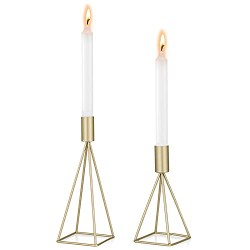 Sziqiqi Kerzenständer Kerzenhalter Kerzenleuchter 2er Set, Metall Deko Kerzenständer in Unterschiedlicher Größe, Vintage Kerzen Ständer Tischdeko für Hochzeit Wohnzimmer Tabelle, Gold von Sziqiqi