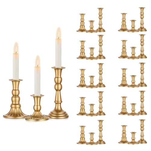 Sziqiqi Kerzenständer Kerzenhalter für Hochzeitstisch Deko - 30 Stück Stabkerzenhalter Dekorative Kerzenleuchter für Weihnachten Candlelight Dinner Hochzeit Party Festival, Gold von Sziqiqi