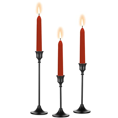 Sziqiqi Kerzenständer Schwarz 3er Set Kerzenständer für Stabkerzen, Vintage Kerzenhalter Kerzenleuchter aus Metall für Weihnachten Tischdekoration Esstisch Kamin Kaminsims Hochzeitsfeier von Sziqiqi