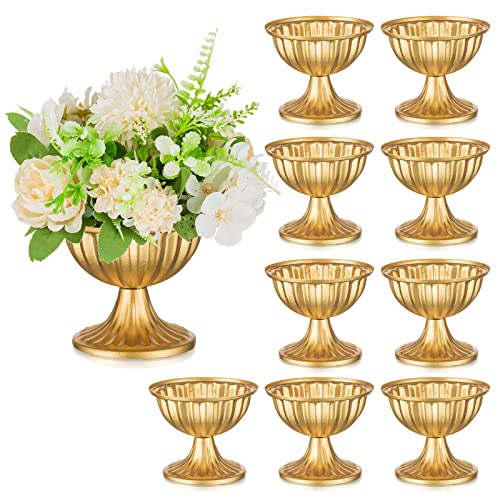 Sziqiqi Klein Gold Vase Blumentopf für Hochzeit Herzstück Tische - 10Stück Metall Hochzeit Mittelstücke Urne Vasen Trompete Vase für Zuhause Party Tischdeko Wohnzimmer Beistelltisch Couchtisch Balkon von Sziqiqi