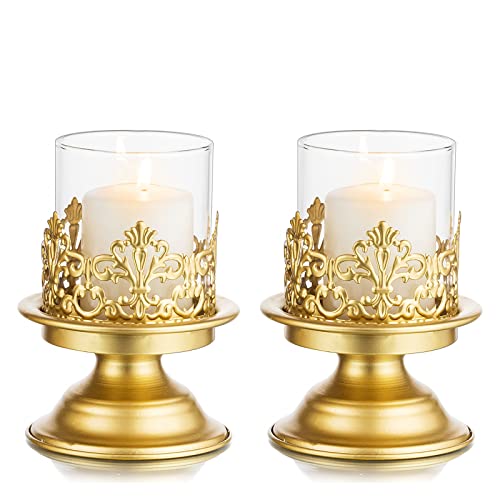 Sziqiqi Modern Kerzenständer Kerzenhalter für Stumpenkerzen - Gold Metall Kerzenständer Kerzenleuchter Kerzen Ständer für Tischdeko Wohnzimmer Esstisch Hochzeit Couchtisch Beistelltisch Weihnachten von Sziqiqi