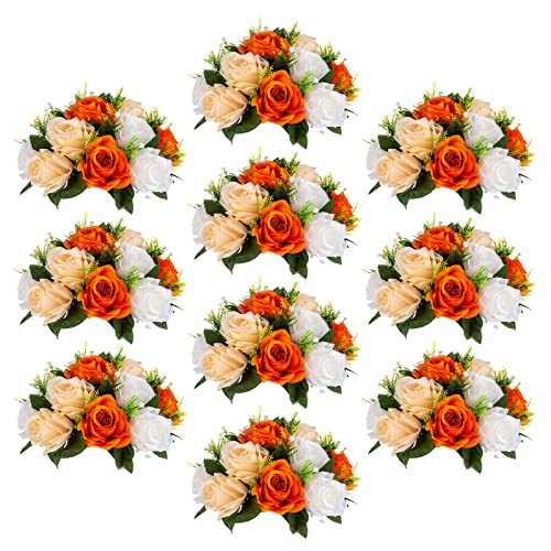 Sziqiqi Orange Gefälschte Blumen für Herbst Dekoration Küssen Blumenbälle für Hochzeit Mittelstücke Tische Blume Mittelstück Arrangement für Party Festival von Sziqiqi