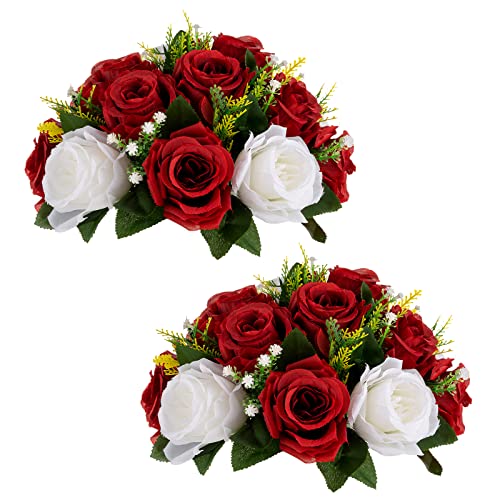 Sziqiqi Rote Gefälschte Blumen für Hochzeit Mittelstück Küssen Blumenbälle für Tische Blume Mittelstücke Arrangement für Party Road Lead von Sziqiqi