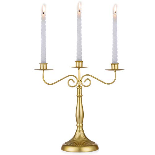 Sziqiqi Vergoldete Taper Kerzenständer, Verzierte Kerzenhalter für Shabbat Taper Candles, Metall Iron Taper Kerzenleuchter für Mantle Kamin Esstisch Home Decor, Gold von Sziqiqi