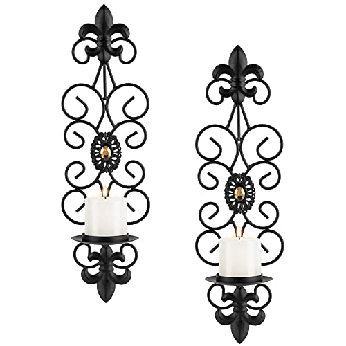 Sziqiqi Wand Kerzenleuchter für Säule - Teelichter Kerzenständer Schwarz Metall Wandleuchter Kerzen 2er Set Wandkerzenhalter für Kerzenhalter für Wand Wohnzimmer Schlafzimmer Esszimmer Dekor Sziqiqi Wand Kerzenleuchter für Säule - Teelichter Kerzenständer Schwarz Metall Wandleuchter Kerzen 2er Set Wandkerzenhalter für Kerzenhalter für Wand Wohnzimmer Schlafzimmer Esszimmer Dekor von Sziqiqi