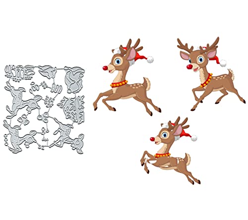 3 Stück Weihnachts-Stanzformen, Hirsch-Elch, Metall, Merry Christmas, Hirsch, Elch, Stanzschablonen, DIY, Scrapbooking, dekorative Prägepapier, Scrapbooking, Kartenherstellung von Sznilindm