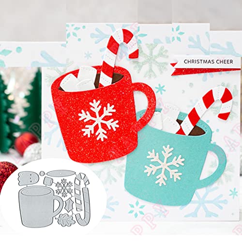 Weihnachts-Schneeflocken-Tasse, Metall-Stanzformen, Merry Christams, Schneeblumen, Blätter, Stanzschablonen, DIY, Scrapbooking, dekorative Prägepapier, Scrapbooking, Kartenherstellung von Sznilindm