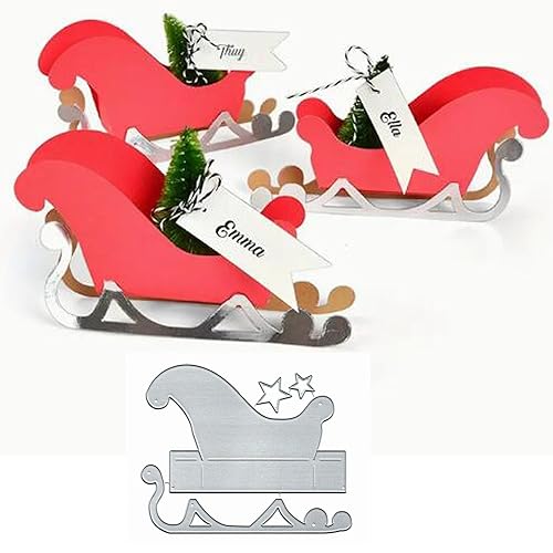 Weihnachts-Snata 3D-Schlitten-Metall-Stanzformen, Frohe Weihnachten, Schneeflocke, Geschenk, Stern, Stanzschablonen für DIY, Scrapbooking, Album, dekorative Prägepapier-Stanzformen, Kartenherstellung von Sznilindm