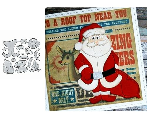 Weihnachtsmann, Elch, Elf, Metall-Stanzformen für Kartenherstellung, Frohe Weihnachten, Snata-Karte, Stanzschablonen, DIY, Scrapbooking, Album, dekorative Prägung, Papier, Kartenprägung von Sznilindm