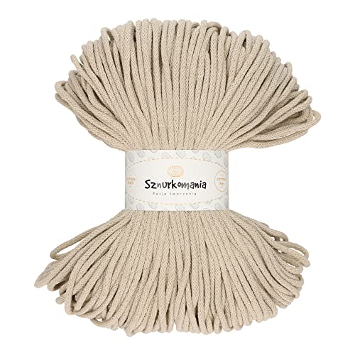 Geflochtene Baumwollkordel 3mm 100m, 46 Farben, Häkelkordel, Makramee Kordel, Makramee Garn, Premium Garn, Makramee Seil, Sznurkomania (Hell beige) von Sznurkomania