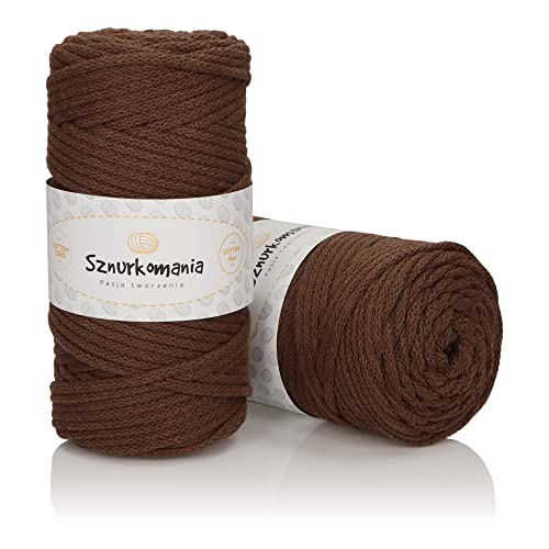 Geflochtene Baumwollkordel 5mm 100m, 46 Farben, Häkelkordel, Makramee Kordel, Makramee Garn, Premium Garn, Makramee Seil, Sznurkomania (Braun) von Sznurkomania