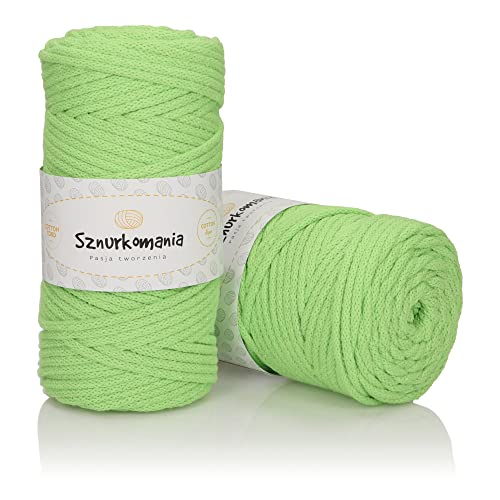 Geflochtene Baumwollkordel 5mm 100m, 46 Farben, Häkelkordel, Makramee Kordel, Makramee Garn, Premium Garn, Makramee Seil, Sznurkomania (Limette) von Sznurkomania