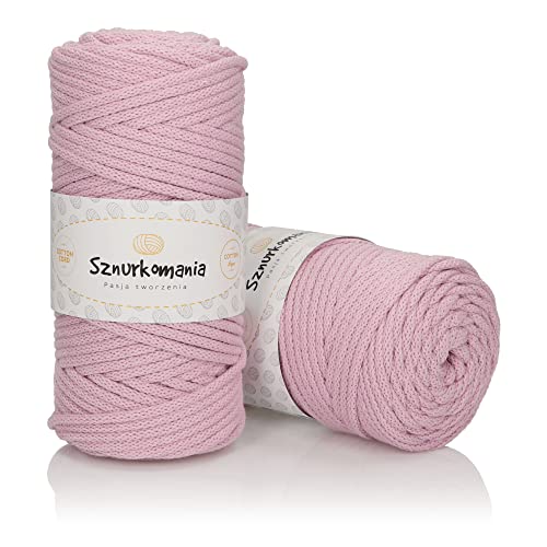 Geflochtene Baumwollkordel 5mm 100m, 46 Farben, Häkelkordel, Makramee Kordel, Makramee Garn, Premium Garn, Makramee Seil, Sznurkomania (Schmutziges Rosa) von Sznurkomania