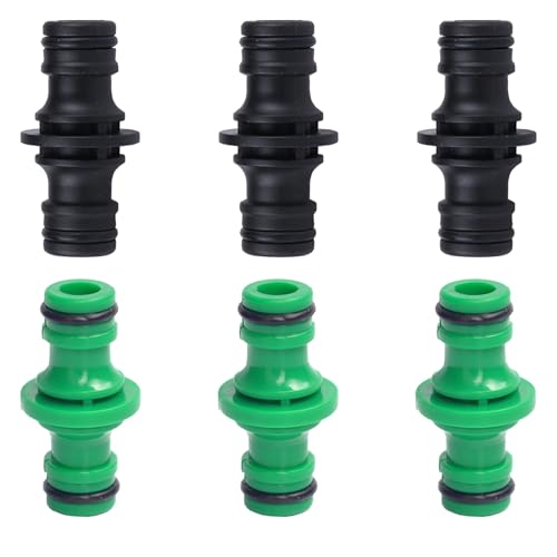 6 Stück 1/2 Zoll Zwei-Wege-Schlauchverbinder aus Robustem PP - 5×3.3cm Doppelstecker für Gartenschlauch Verlängerung, Direkt für Hochdruckreiniger & Waschpistolen (Wasserdicht) von Sztqqing