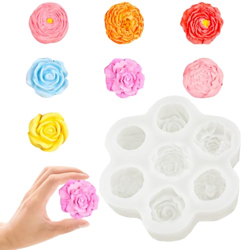Silikonform Blumen Silikon Kerzenform Rosen Nelke Pfingstrose Silikonformen 3D Silikonform Kerzen Formen für Seife Schokolade Aromatherapie für DIY Handgefertigten von Sztqqing