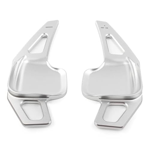 Szwaldaper 2 Stück Auto-Lenkrad-Schaltpaddel Blade Shifter Extension, for, 3 5 Series F10 F30 F80 320i 325i 330i RT Auto-Schaltwippe(BLACK Silver) von Szwaldaper