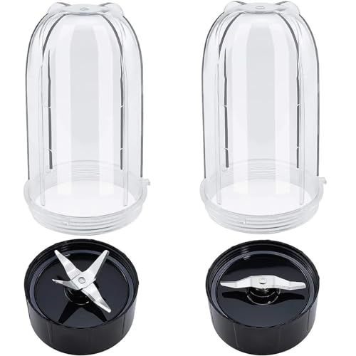 Szwaldaper 2er-Pack 16OZ hohe Becher mit Kreuz- und Flachmesser-Kombination, for Magic Bullet Blender Juicer 250W MB-1001 Mixerdeckel Szwaldaper 2er-Pack 16OZ hohe Becher mit Kreuz- und Flachmesser-Kombination, for Magic Bullet Blender Juicer 250W MB-1001 Mixerdeckel von Szwaldaper