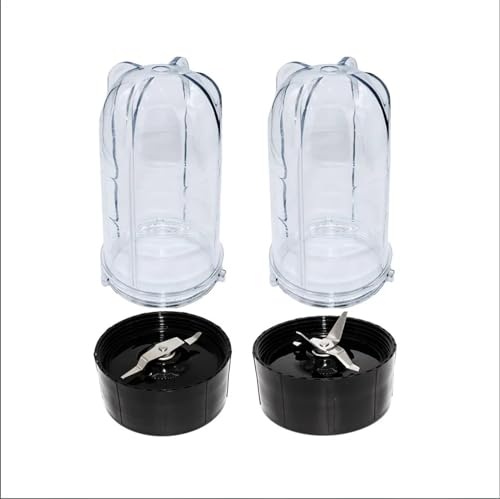 Szwaldaper 2er-Pack 16OZ hohe Becher mit Kreuz- und Flachmesser-Kombination, for Magic Bullet Blender Juicer 250W MB-1001 Mixerdeckel Szwaldaper 2er-Pack 16OZ hohe Becher mit Kreuz- und Flachmesser-Kombination, for Magic Bullet Blender Juicer 250W MB-1001 Mixerdeckel von Szwaldaper