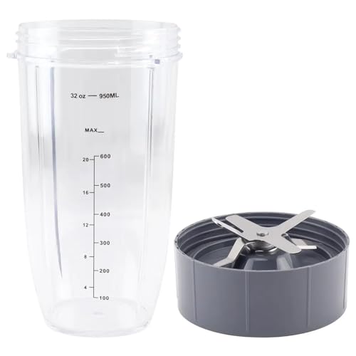 Szwaldaper 32 oz Colossal Cup und Extractor Blade Ersatzteile, for 600W 900W Mixer NB-101B NB-101S NB-201 Mixerdeckel von Szwaldaper