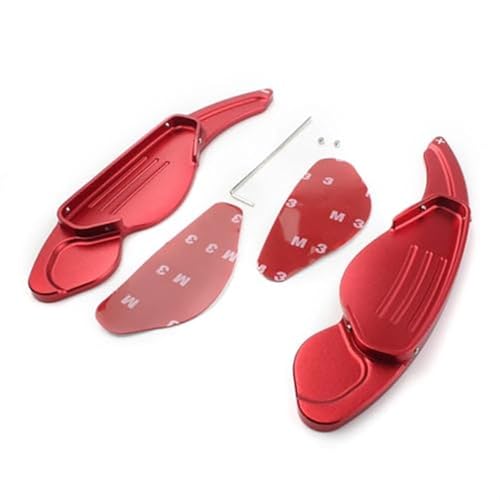 Szwaldaper Auto-Lenkrad-Schaltpaddelverlängerung, for Land Rover, for Discovery 4 5 LR2 LR4 L405, for Jaguar, XF XJ F-Pace X250 X761 X351 Auto-Schaltwippe(BLACK Red) von Szwaldaper