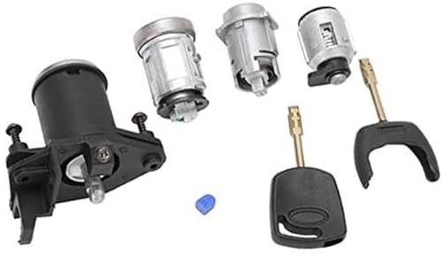 Szwaldaper Autotürschloss-Schlüsselzylindersatz, Zündanlassschalter-Türschloss-Zylindersatz 2S61 A22050 BM Ersatz, for FFiesta MK5 Fusion Zündschlossschloss von Szwaldaper