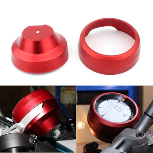 Szwaldaper CNC-Aluminium-Motorrad-Tachometer-Instrumententafel-Abdeckungen for Scrambler 400 800, Silber/Gold/Rot/Schwarz/Titan Motorrad-Tachometerring(Red) von Szwaldaper
