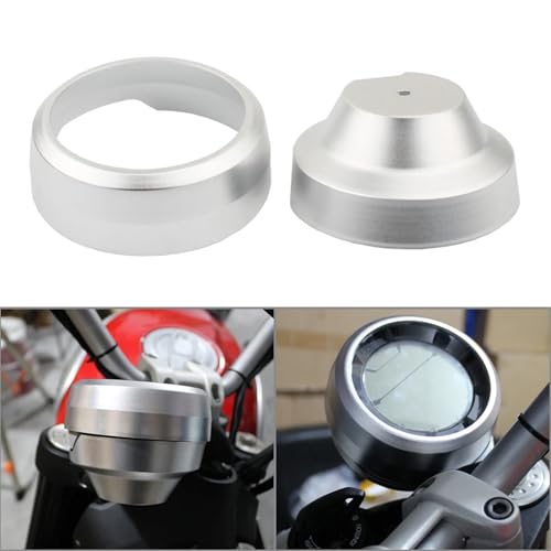 Szwaldaper CNC-Aluminium-Motorrad-Tachometer-Instrumententafel-Abdeckungen for Scrambler 400 800, Silber/Gold/Rot/Schwarz/Titan Motorrad-Tachometerring(Silver) von Szwaldaper