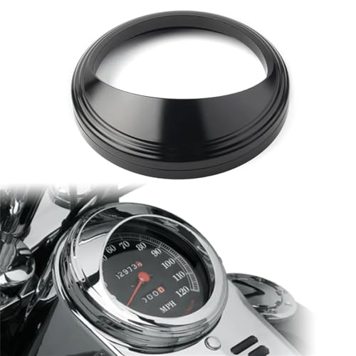 Szwaldaper Motorrad-Tachometer-Zierblende, Blendenring, Visierabdeckung, for Harley, Touring, Road King, Dyna, Softail mit 5-Zoll-Tachometer Motorrad-Tachometerring(Black) von Szwaldaper