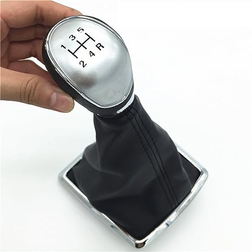 Szwaldaper Schaltknauf-Gamaschenmanschettenabdeckung 5/6-Gang, for Ford, for Fiesta MK7, for Focus MK2 FL NK3 C-max B-max S-max, for Galaxy MK3, for Kuga, for Transit Schaltknauf(5 Speed Silver) von Szwaldaper