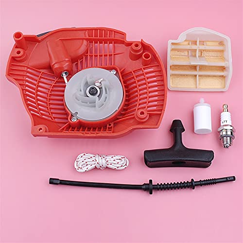 Szwaldaper Seilzugstarter, Luft-Kraftstoff-Filter, Leitungsgriff, Seil, Zündkerze, Kettensäge, Ersatzteil, for Husqvarna 445 450 Kettensägen-Rücklaufstarter von Szwaldaper