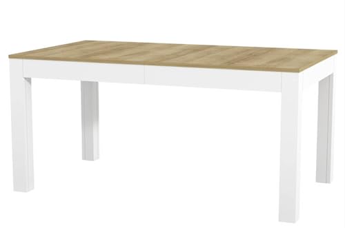 Szynaka Meble Groß Praktisch Tisch WENUS 160-300x90x76cm 4-12 Personen Esstisch mit ausziehbarer Tischplatte auf 300 cm Modernes Design Rechteckiger Tisch (Eiche Riviera - Weiß Matt) von Szynaka Meble