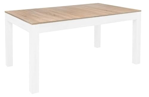 Szynaka Meble Groß Praktisch Tisch WENUS 160-300x90x76cm 4-12 Personen Esstisch mit ausziehbarer Tischplatte auf 300 cm Modernes Design Rechteckiger Tisch (Eiche Sonoma - Weiß Matt) von Szynaka Meble